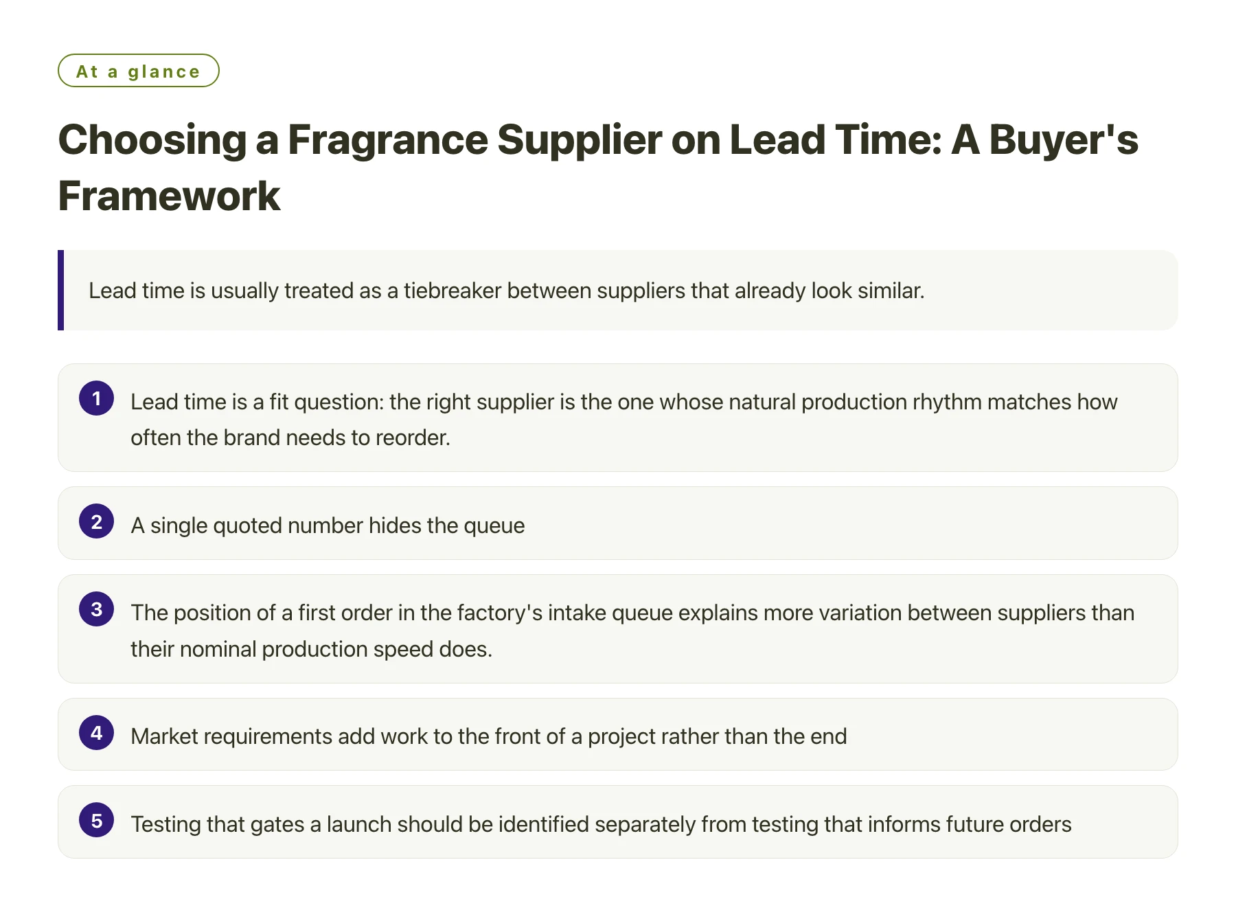 Choosing a Fragrance Supplier on Lead Time: A Buyer's Framework——全文要点速览